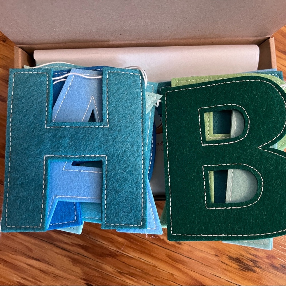 Happy Birthday Felt Letter Banner in Blue and Green